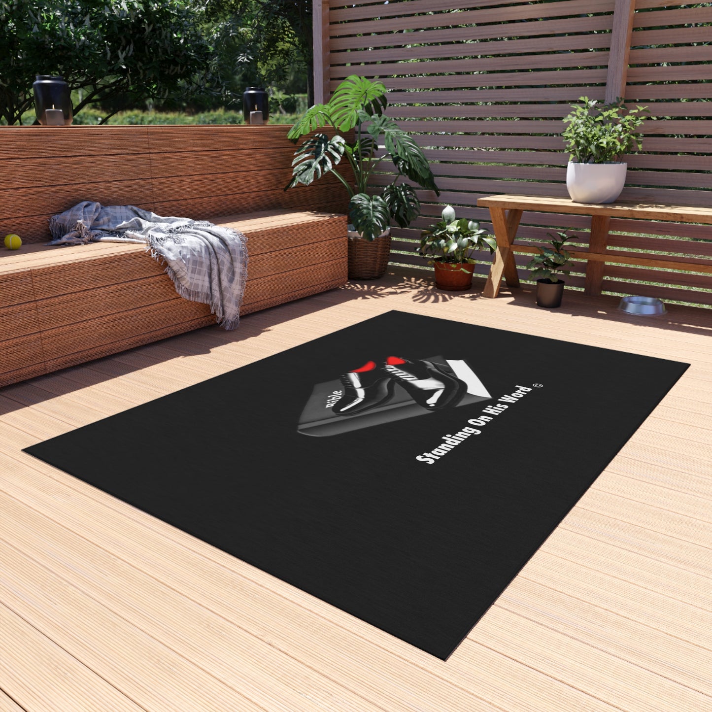 Standing on his word Outdoor Rug