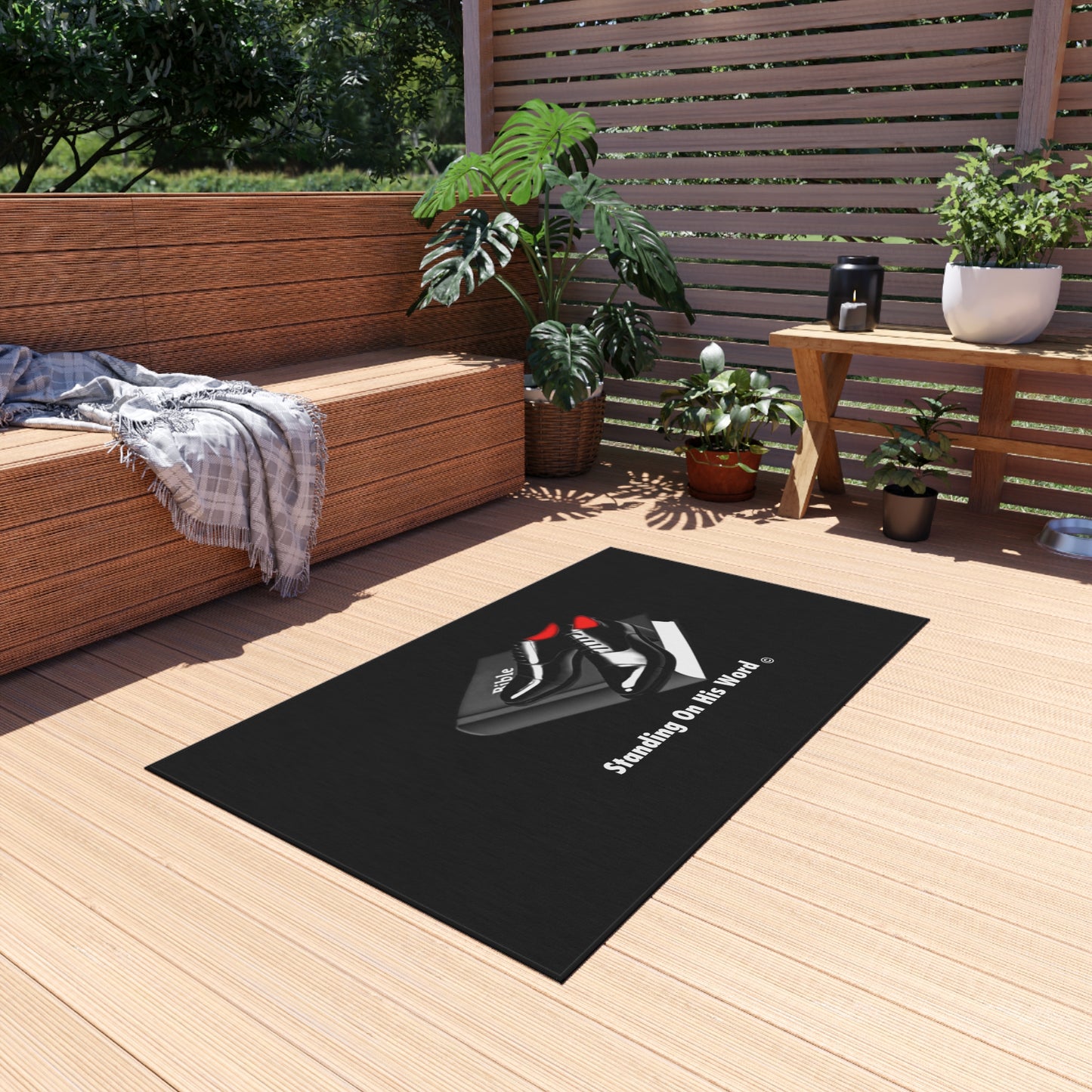 Standing on his word Outdoor Rug