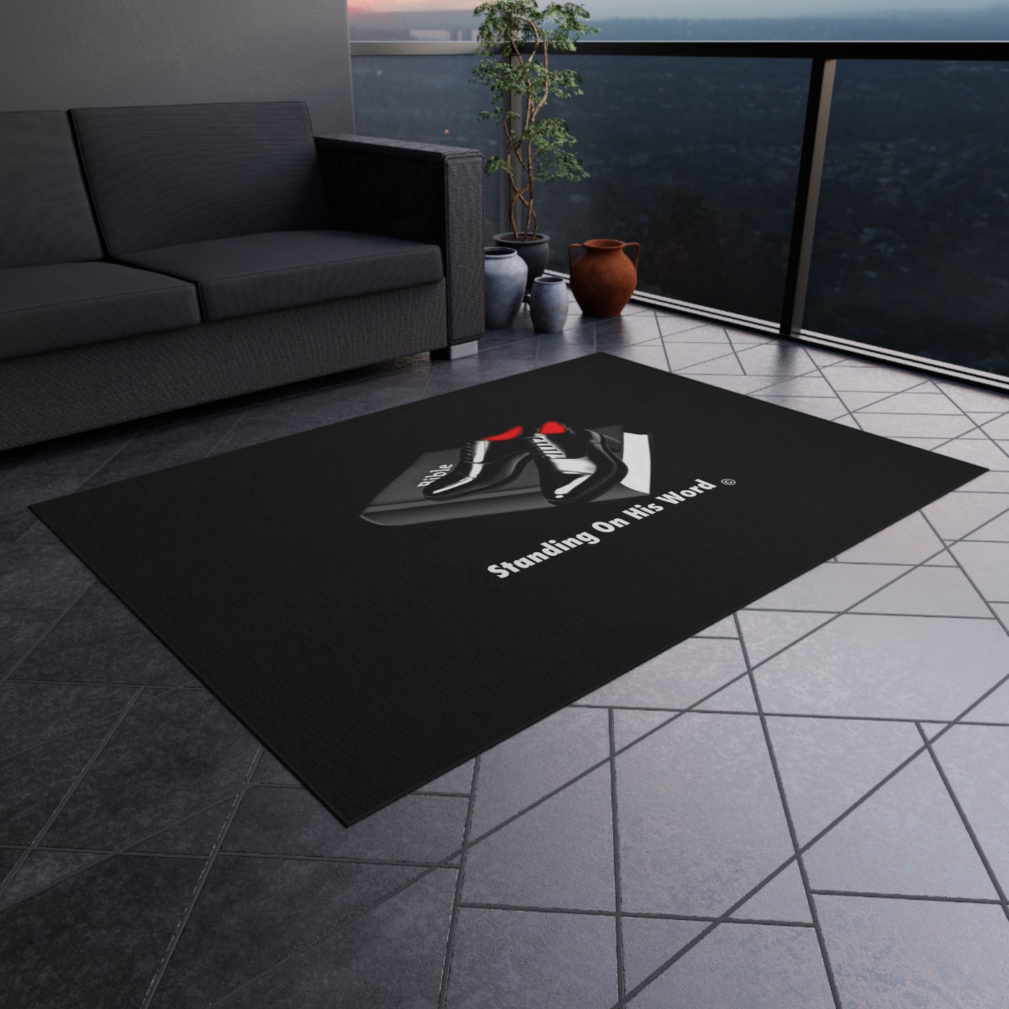Standing on his word Outdoor Rug