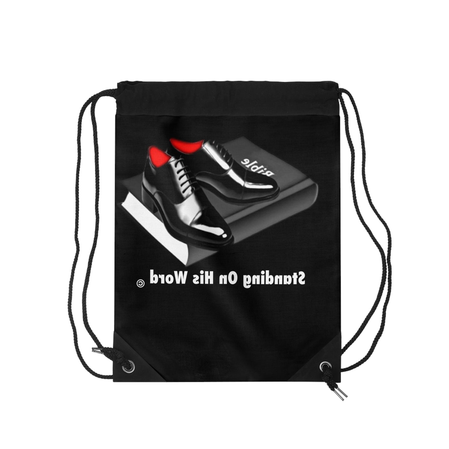 Standing on his word Drawstring Bag