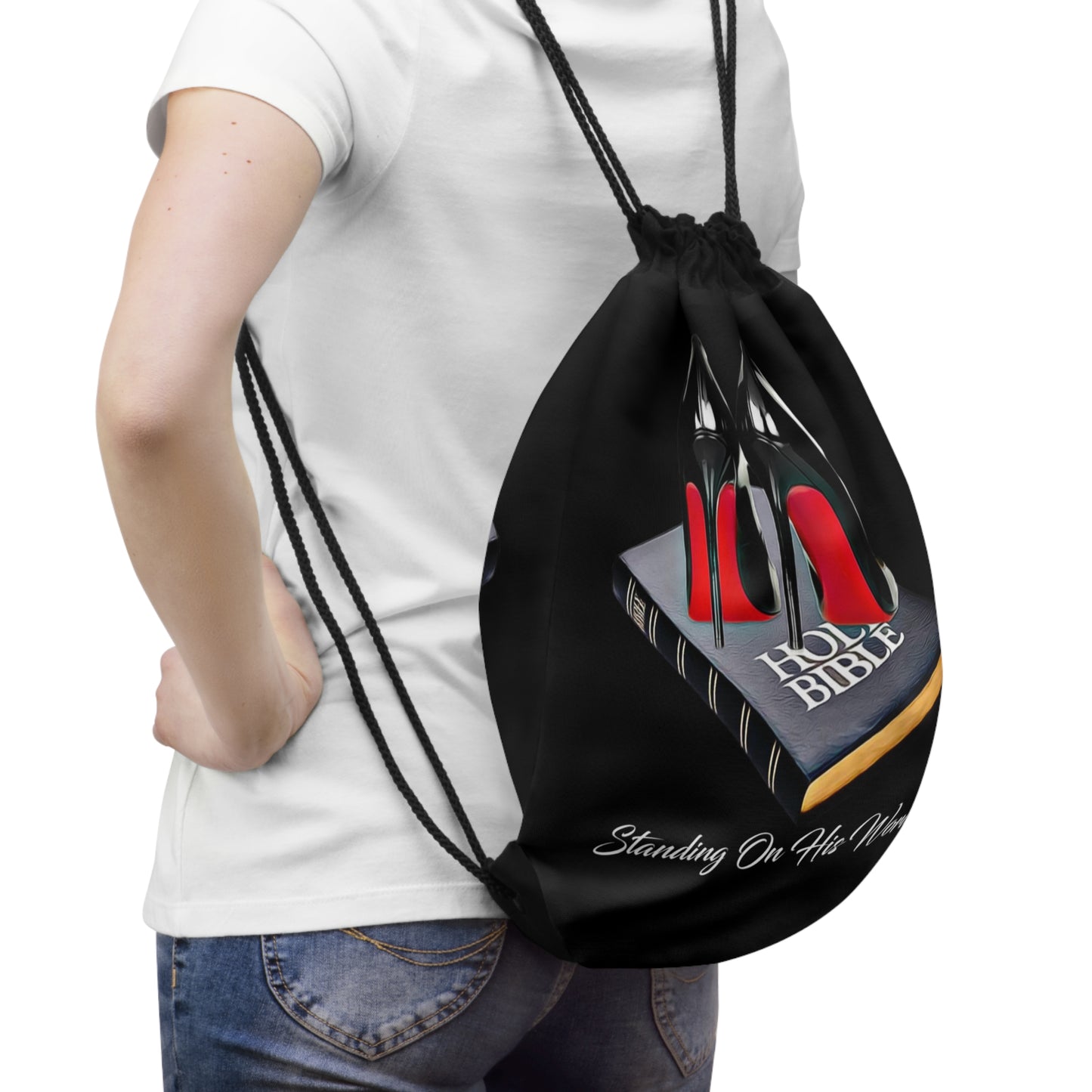 Standing On His Word Drawstring Bag