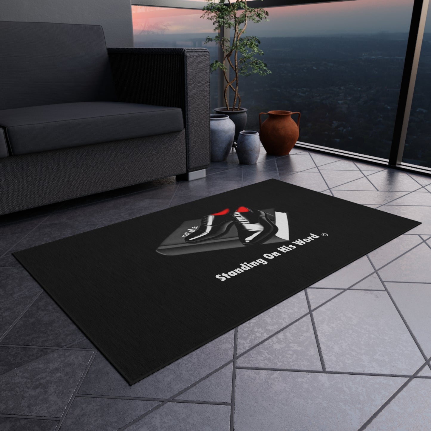 Standing on his word Outdoor Rug