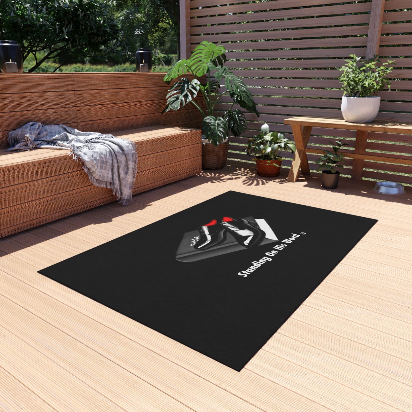 Standing on his word Outdoor Rug