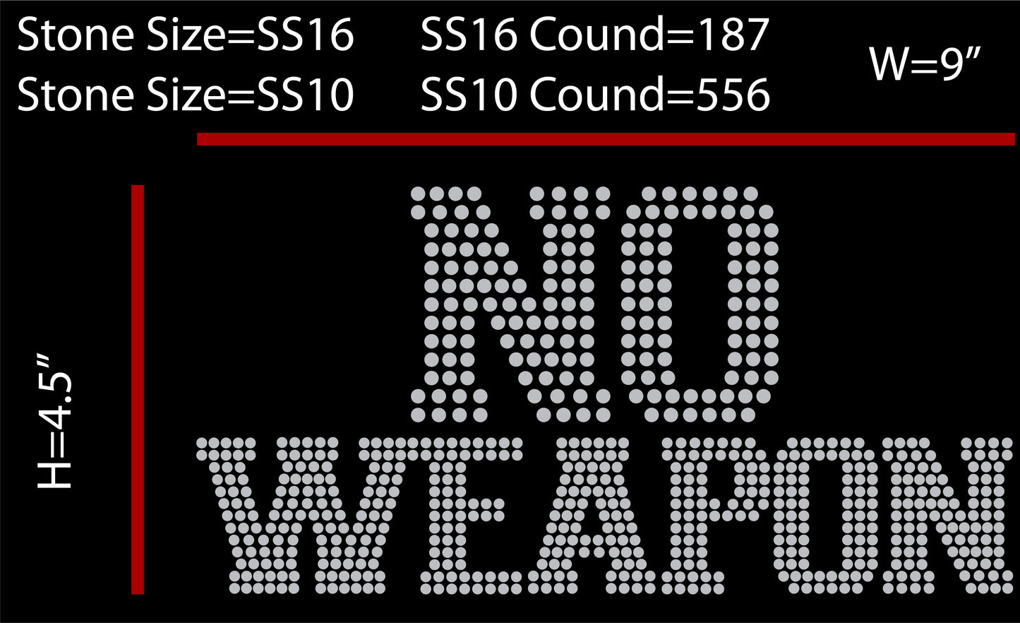 No Weapon Formed Rhinestone Templates Digital Download