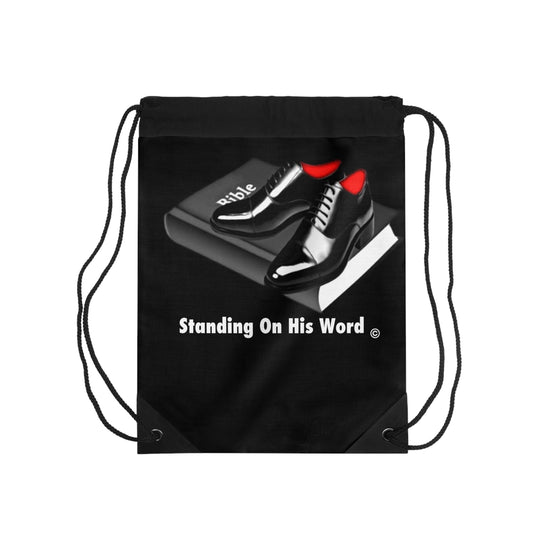 Standing on his word Drawstring Bag