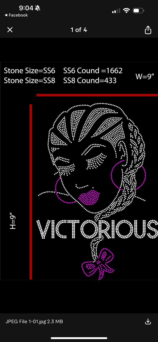 Victorious Rhinestone Templates Digital Download